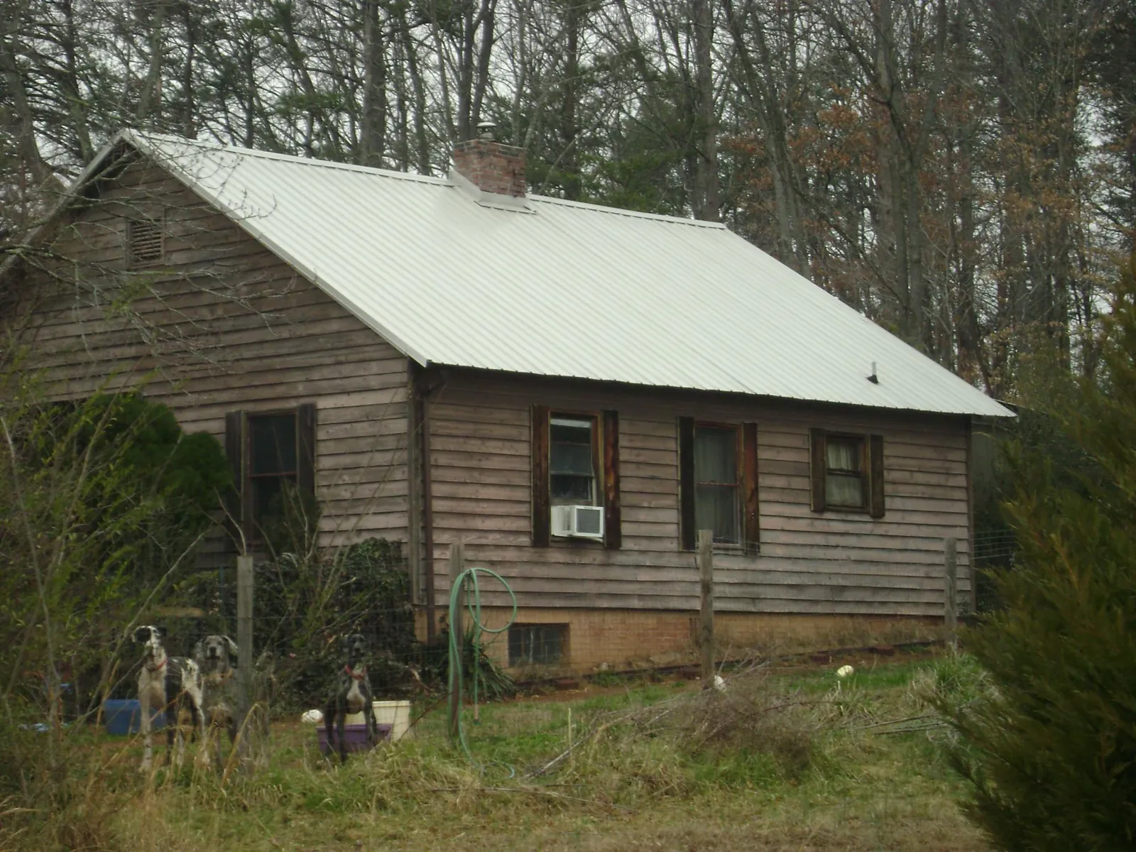 White metal roof on an old wood sided farmhouse, from a Metal Roof Installation job in Elkton